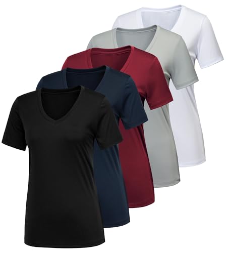 CE' CERDR 5/7 Pack Workout Shirts for Women, Moisture Wicking Quick Dry Active Athletic Women's Gym Performance T Shirts - Image 1