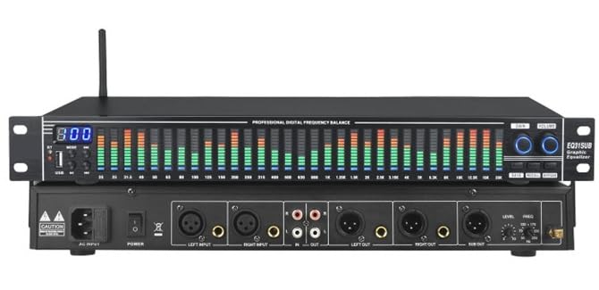 kh Professional 31-Band Digital Audio Equalizer Rack Mount Stereo Graphic EQ with Real-Time Frequency Display Noise Reduction Spectrum Analyzer Studio & Live Sound Audio Processor - Image 1