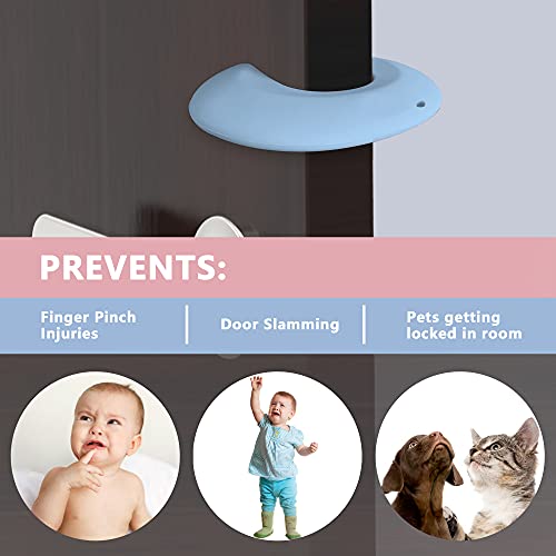 Neobay Door Pinch Guard and Door Slam Stopper, Durable Silicone Door Finger Pinch Guard, Prevents Finger Pinch Injuries, Slamming Doors, Door Safety for Kids, 4 Packs Blue Basic. - Image 2