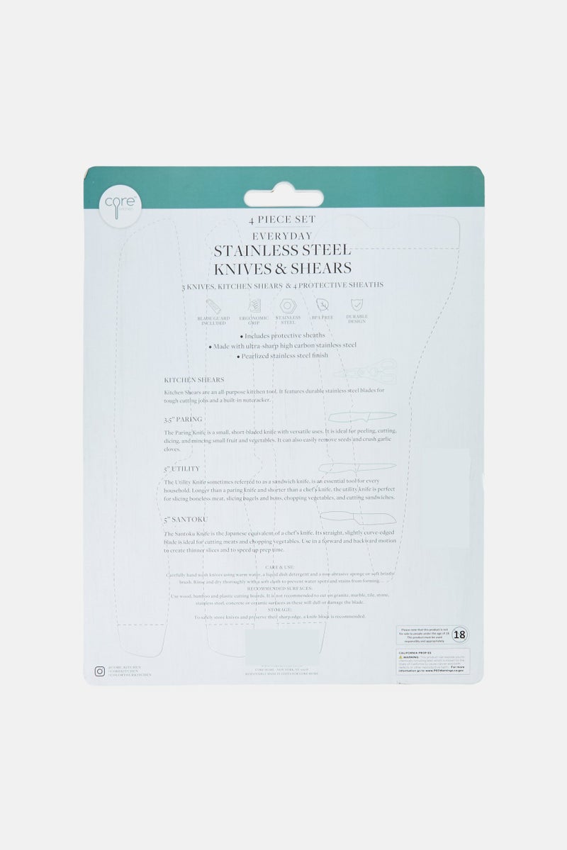 Core Kitchen 4 Pieces Stainless Steel Knives And Shears, Multicolor - Image 2