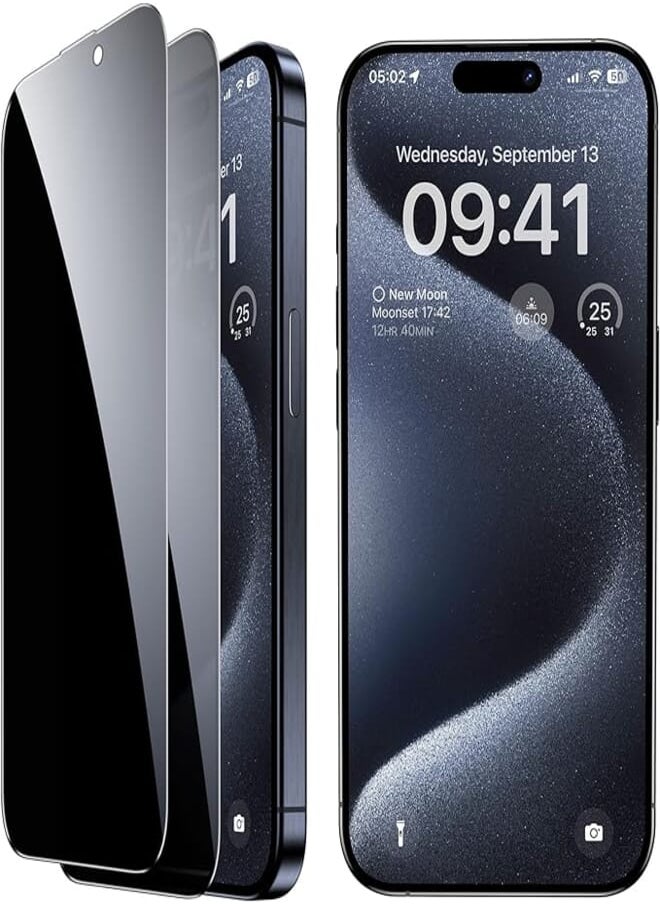 Benks - BENKS Pack of 2 Privacy Screen for iPhone 15 Pro [6.1 Inch], Anti-Spy Tempered Glass Protection, HD Privacy Film, 9H Hardness, Anti-Scratch, Bubble-Free - Image 1