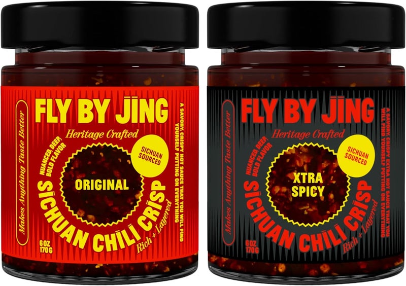 FLYBYJING Original & Xtra Spicy Sichuan Chili Crisp Duo - Premium Vegan Hot Sauces (6oz, Pack of 2) - Image 1