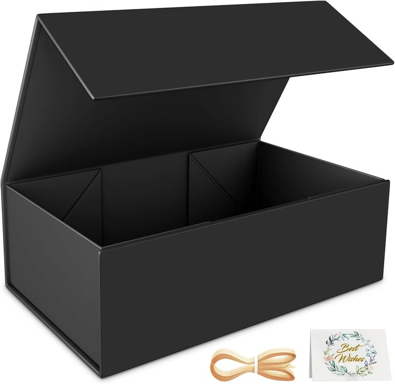 RYDDOY Black Gift Box, 12x6x4'' with Magnetic Closure for Gifting - Image 1