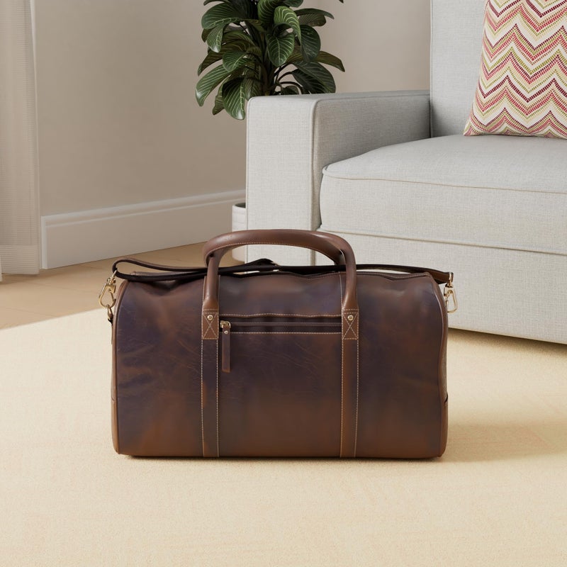 KomalC 24 Inch Leather Duffel Bags for Men and Women Travel Overnight Weekend Leather Bags Sports Gym Duffle for Men (Brown Distressed Tan) - Image 2