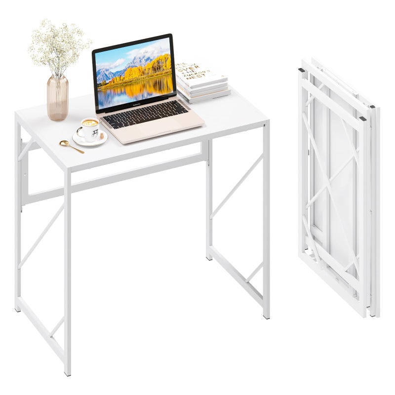 Elephance Folding Desk Writing Computer Desk for Home Office, No-Assembly Study Office Desk Foldable Table for Small Spaces - Image 1
