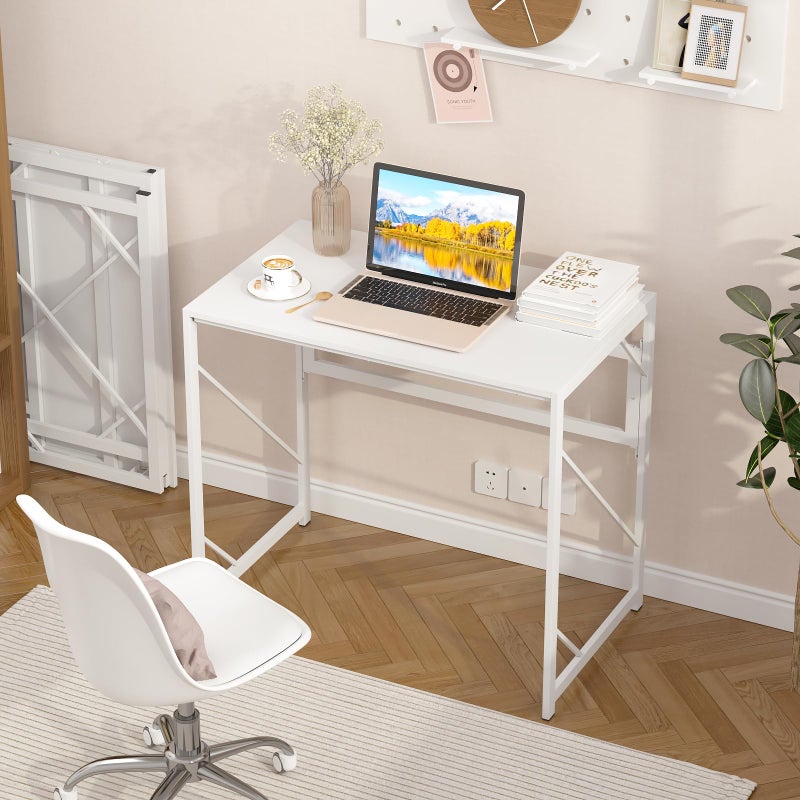 Elephance Folding Desk Writing Computer Desk for Home Office, No-Assembly Study Office Desk Foldable Table for Small Spaces - Image 2