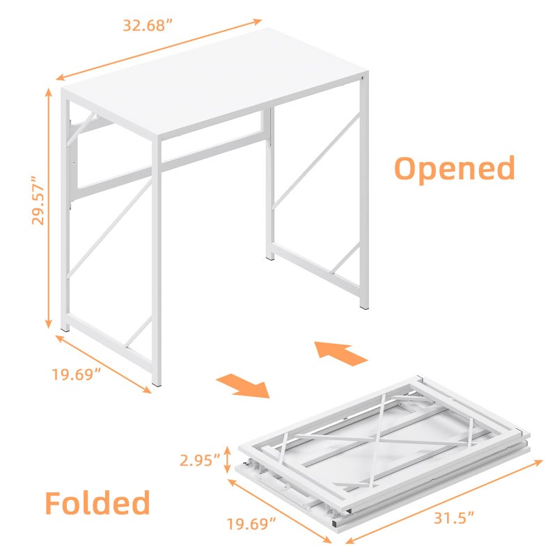 Elephance Folding Desk Writing Computer Desk for Home Office, No-Assembly Study Office Desk Foldable Table for Small Spaces - Image 4
