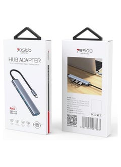 Yesido HB17 4-in-1 Type-C USB Hub Adapter – High-Speed USB 3.0 Hub with 4 Ports, Data Transfer & Charging Converter for Laptops, Tablets, and Smartphones – Blue  - Image 3