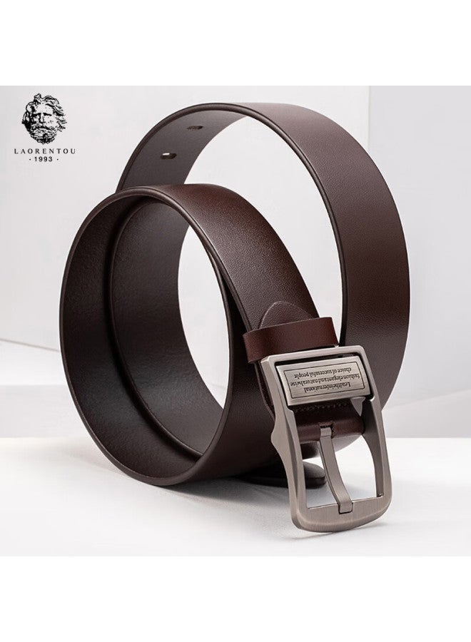 Laorentou Men's Pin Buckle Belt, Vintage Casual Cowhide Waistband, Versatile Jeans Belt, Gift For Young And Middle-aged Men, Present For Boyfriend - Image 3