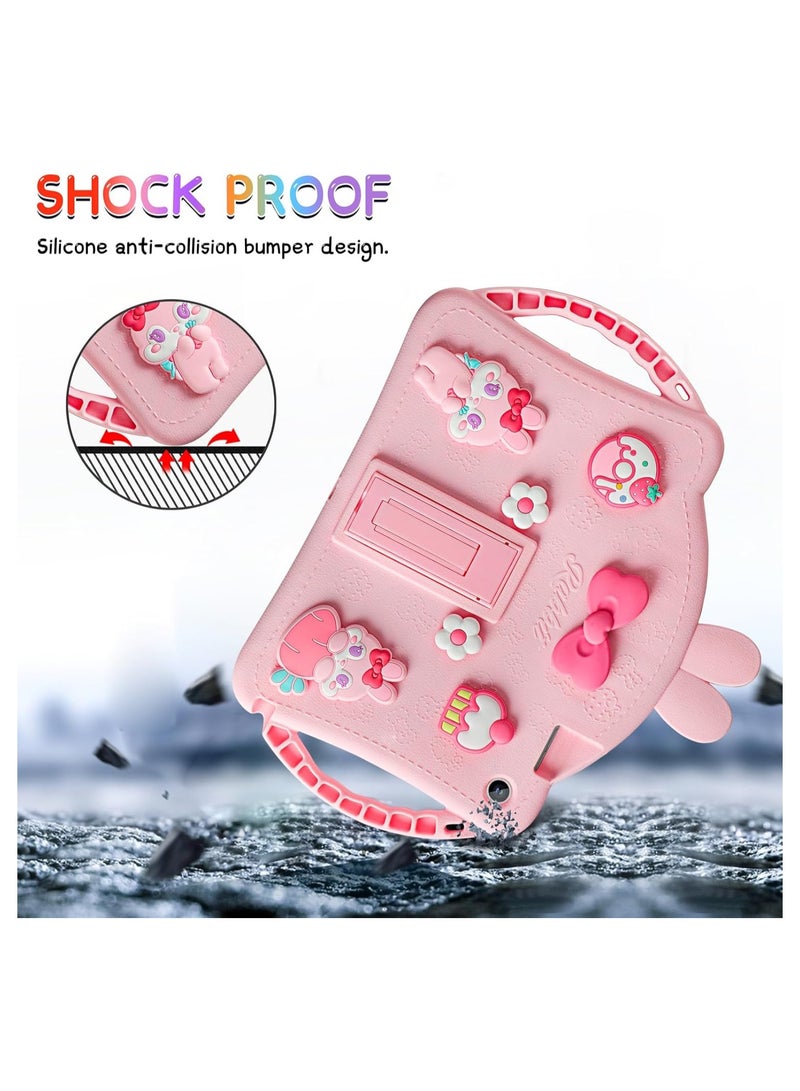 For Samsung Galaxy Tab A9 Plus Kids Girls Galaxy Tab A9+ Case with Screen Protector Handle,Bunny Galaxy Tab A9 Plus 11 inch 2023 Soft Silicone Tablet Case - Pink