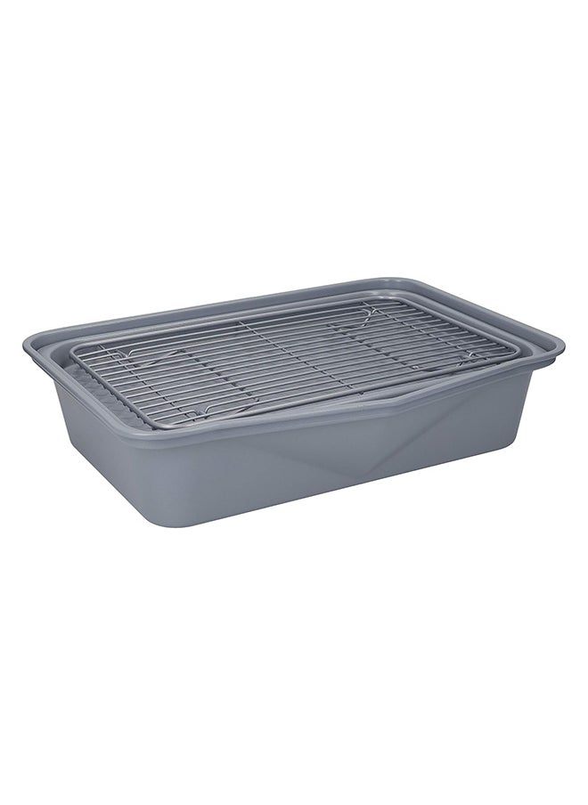 MASTERCLASS - MasterClass Smart Ceramic Large Roasting Tin with Robust Non Stick Coating, Carbon Steel, 41.5 x 31.5cm Stackable Deep Roaster Tray - Image 1