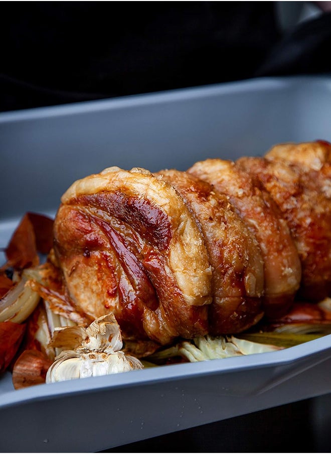MASTERCLASS - MasterClass Smart Ceramic Large Roasting Tin with Robust Non Stick Coating, Carbon Steel, 41.5 x 31.5cm Stackable Deep Roaster Tray - Image 1