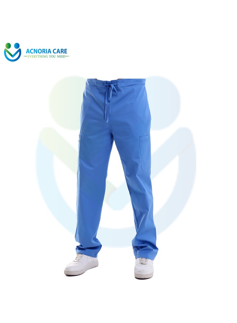 اكنوريا كير سكراب طبي رجالي مكون من قطعتين بلوزة وسروال قطن 100% لون أزرق فاتح- مقاس M- من اكنوريا كير - Image 5