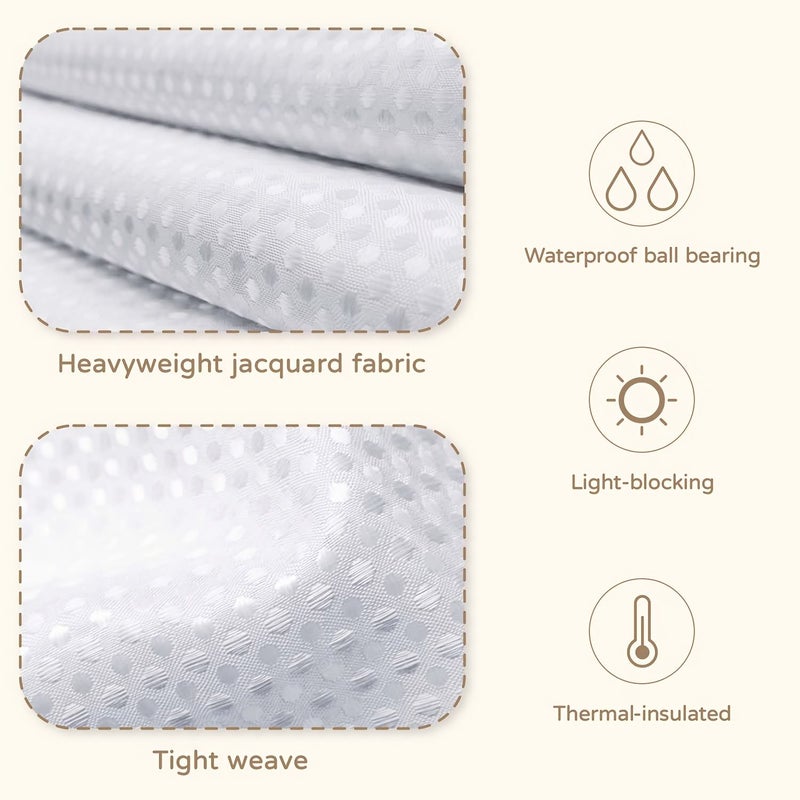 Solid Color Waffle Pattern Polyester Shower Curtain 180x200cm with Hooks for Bathroom Decorative Partition Multiple Scenarios White - Image 5