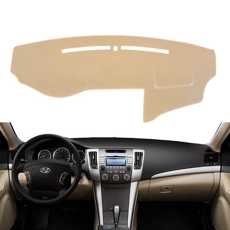 BLIBLIUNIT Dash Cover Mat Custom Fit for Hyundai Sonata 2009 2010 with Cutout for Sensor Dashboard Cover Pad Protector 0910 Beige