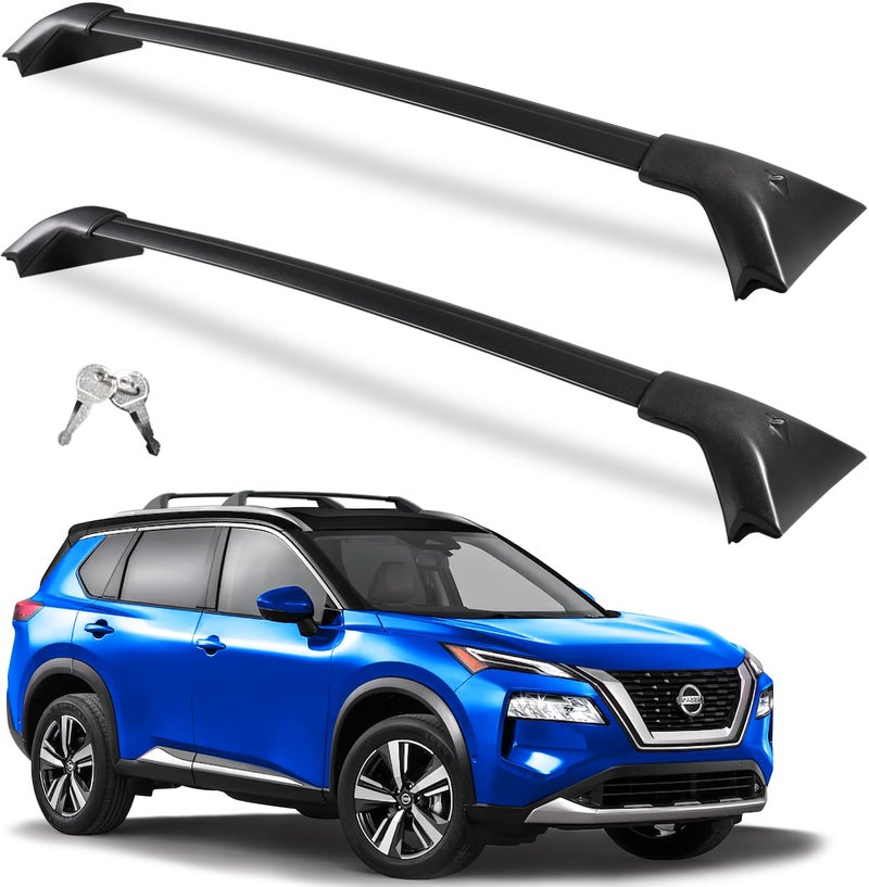 Wonderdriver Lockable Roof Rack Cross Bars 260lb Compatible with Nissan Rogue 20212025 with Flush Roof Rails Heavy Duty Aluminum Roof Rails Crossbars Cargo Canoe Black Rooftop Carrier Luggage
