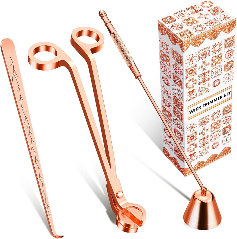 Calary 3 in 1 Candle Care Kit - Wick Trimmer, Snuffer & Dipper Set (Rose Gold) - Image 1