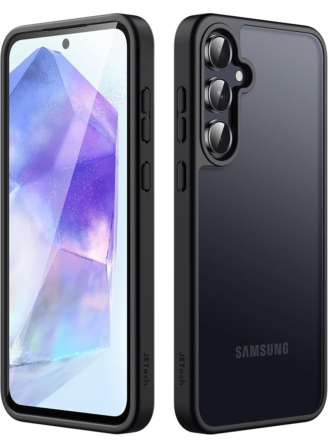 جي تيك جراب غير لامع لهاتف Samsung Galaxy A55 5G مع ظهر شفاف واقٍ رفيع مضاد لبصمات الأصابع باللون الأسود - Image 1