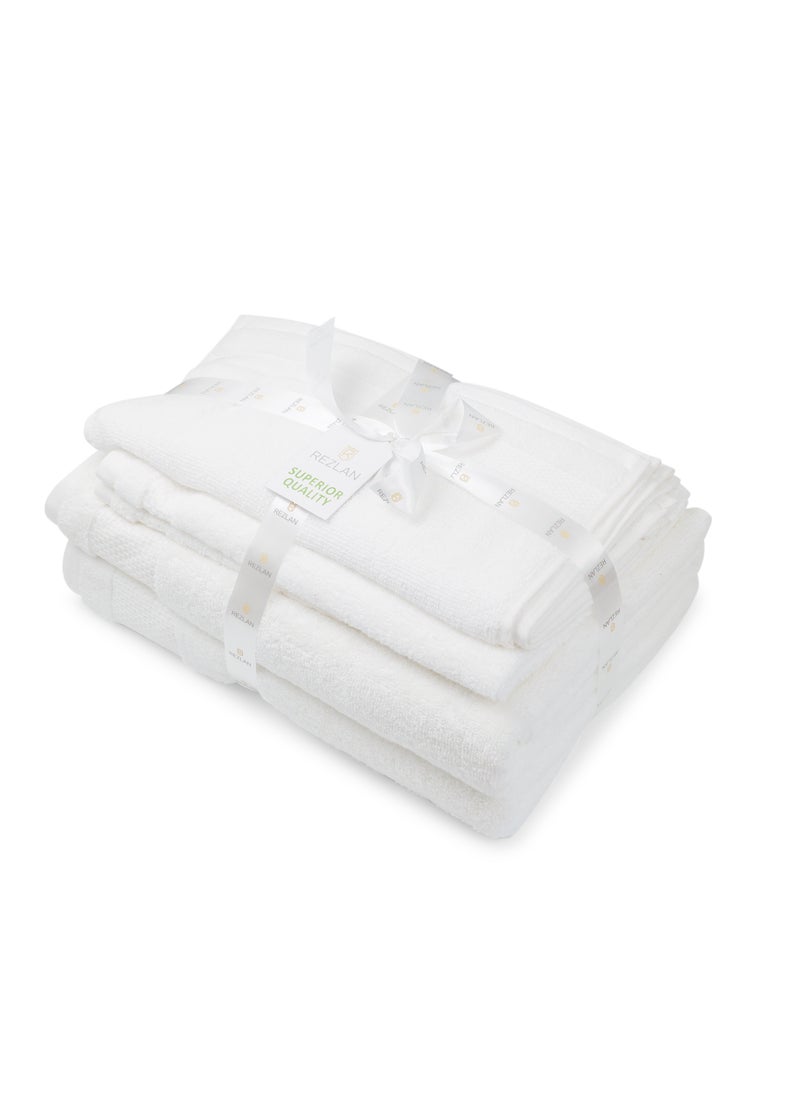REZLAN UAE REZLAN Luxury 8-Piece Towel Set - 2 Bath (70×144 cm), 2 Hand (40×60 cm) & 4 Face (30×30 cm) - 550 GSM Premium Cotton - WHITE  - Image 2