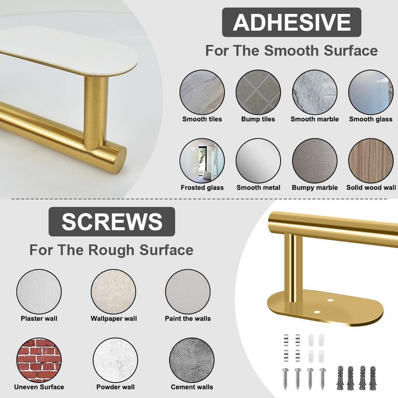 MGahyi Curtain Tiebacks, 2pcs Adhesive and Screw-in Curtain Holdbacks Curtain Holders for Wall Mounted Curtain Pull Backs, Gold Adhesive Curtain Hooks for Drapes - Image 5
