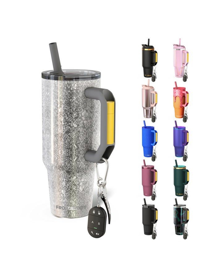 Frost Buddy Thicc Buddy - 40 oz Stainless Steel Vacuum Insulated Tumbler with Lid and Straw for Water - Travel Mug Cupholder Friendly - Gifts for Women Men Him Her (Silver Sleigh) - Image 1