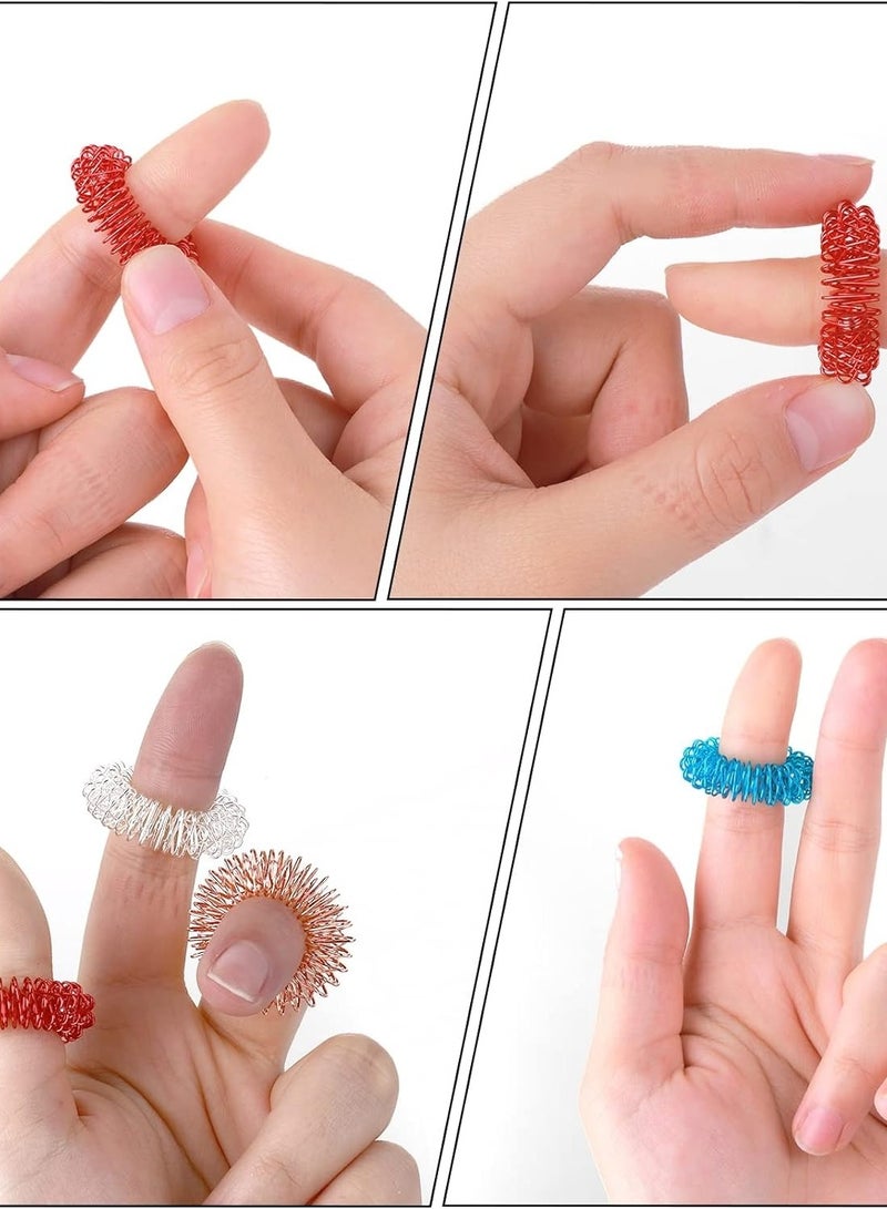 إسكدنيا 8 قطع من حلقات الأصابع الحسية المسننة، مجموعة حلقات الضغط الإبري المسننة للغاية من أجل تخفيف التوتر الصامت والتدليك لتحسين الدورة الدموية - Image 2