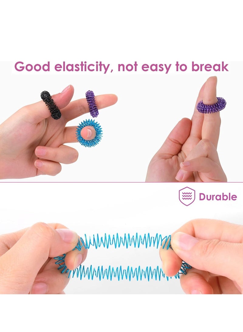 إسكدنيا 8 قطع من حلقات الأصابع الحسية المسننة، مجموعة حلقات الضغط الإبري المسننة للغاية من أجل تخفيف التوتر الصامت والتدليك لتحسين الدورة الدموية - Image 4