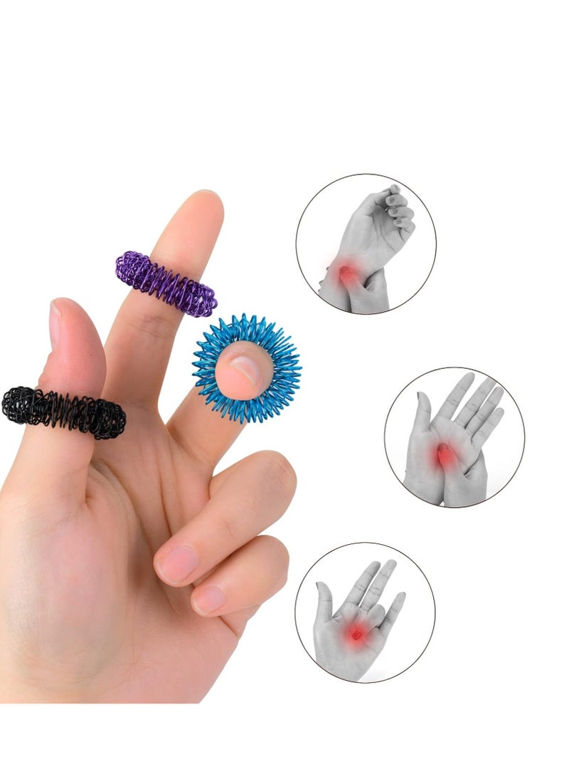 إسكدنيا 8 قطع من حلقات الأصابع الحسية المسننة، مجموعة حلقات الضغط الإبري المسننة للغاية من أجل تخفيف التوتر الصامت والتدليك لتحسين الدورة الدموية - Image 5