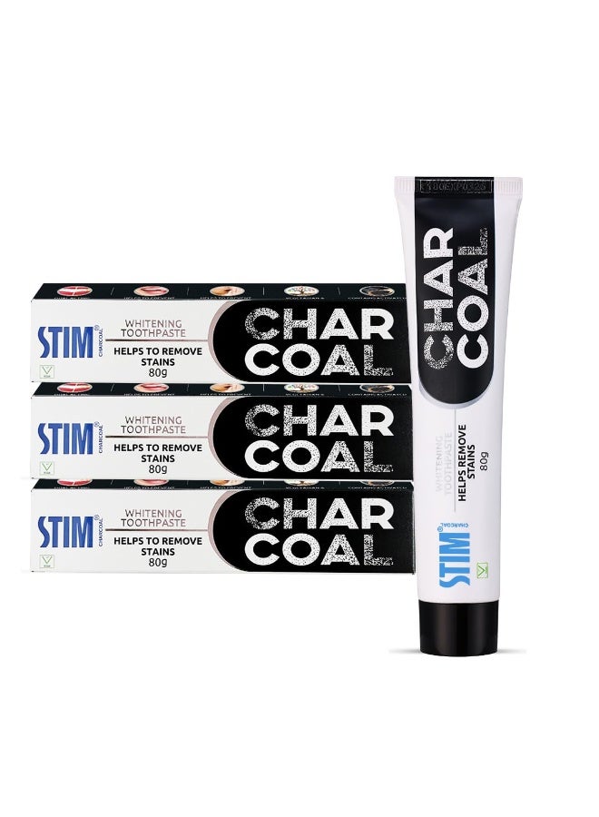 STIM Charcoal Toothpaste For Natural Whitening (80g) Pack of 3 - Image 1