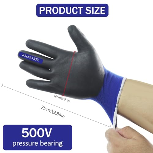 Serplex® Electrical Insulated Gloves 500V Voltage Resistance, Flame Retardant, Non-Slip Rubber Design for Electricians, High Voltage Work, Safety, L - Image 2