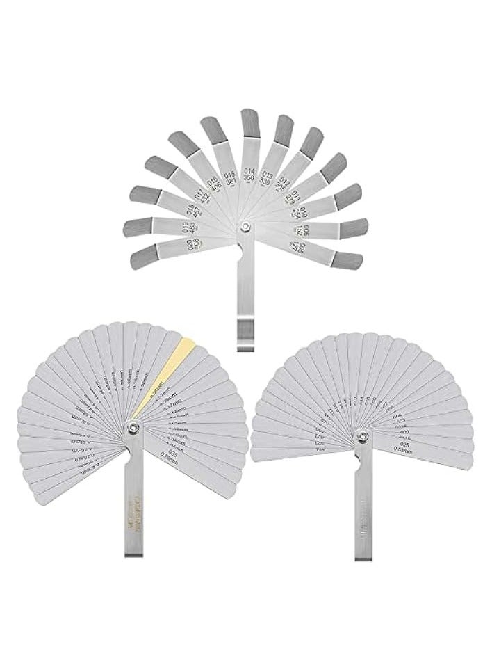 PROMASS Stainless Steel Feeler Gauge Dual Marked Metric SAE Offset Valve Thickness Gauge 32Pieces, 26 Pieces, 16 Pieces Feeler Gauge for Measuring Width Thickness （3 Pieces ） - Image 1