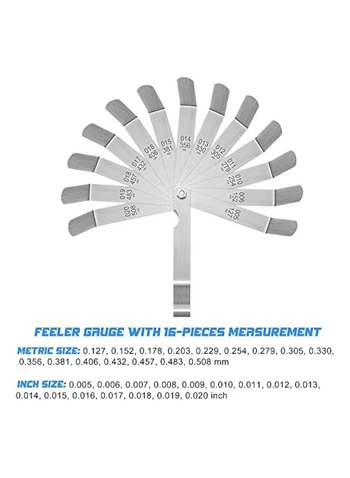 PROMASS Stainless Steel Feeler Gauge Dual Marked Metric SAE Offset Valve Thickness Gauge 32Pieces, 26 Pieces, 16 Pieces Feeler Gauge for Measuring Width Thickness （3 Pieces ） - Image 4