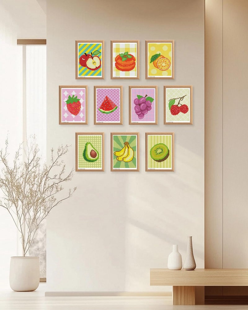 forever young Minigem Diamond Painting Kits Mini Diamond Art Kits, 10Pcs Small Diamond Art Kits for Adults 3-Hour Painting, Postcard-Style Resin Square Drill Diamond Painting Kits 5x7 Inch (Fruit) - Image 5