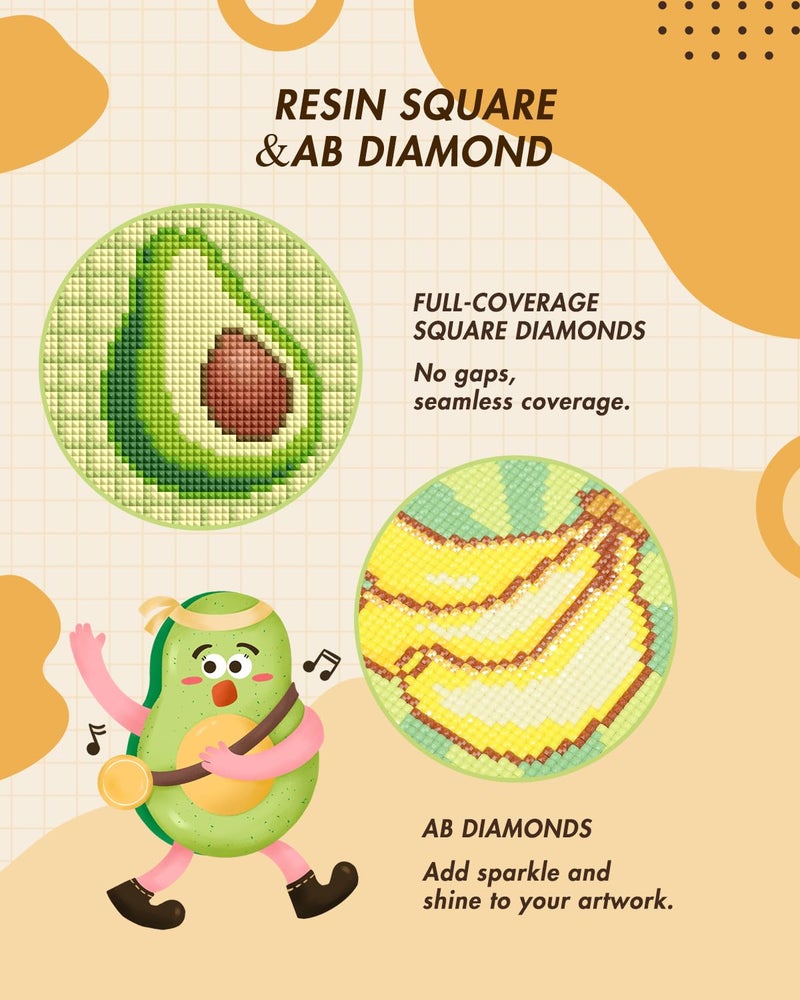 forever young Minigem Diamond Painting Kits Mini Diamond Art Kits, 10Pcs Small Diamond Art Kits for Adults 3-Hour Painting, Postcard-Style Resin Square Drill Diamond Painting Kits 5x7 Inch (Fruit) - Image 3
