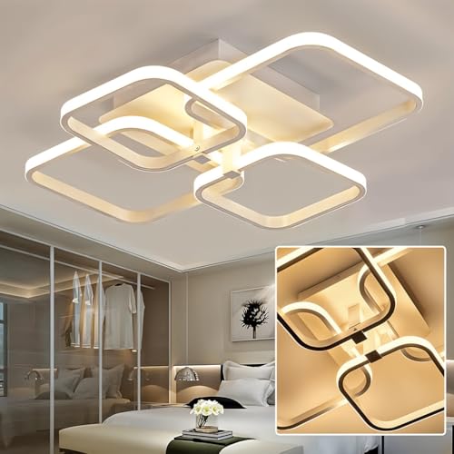 ELEPHANTBOAT® Chandelier Lights for Ceiling, LED Ceiling Lights for Living Room with Remote Control, White Acrylic Modern 3-Color Ceiling Fancy Light Flush Mount, 58x45x12cm - Image 2