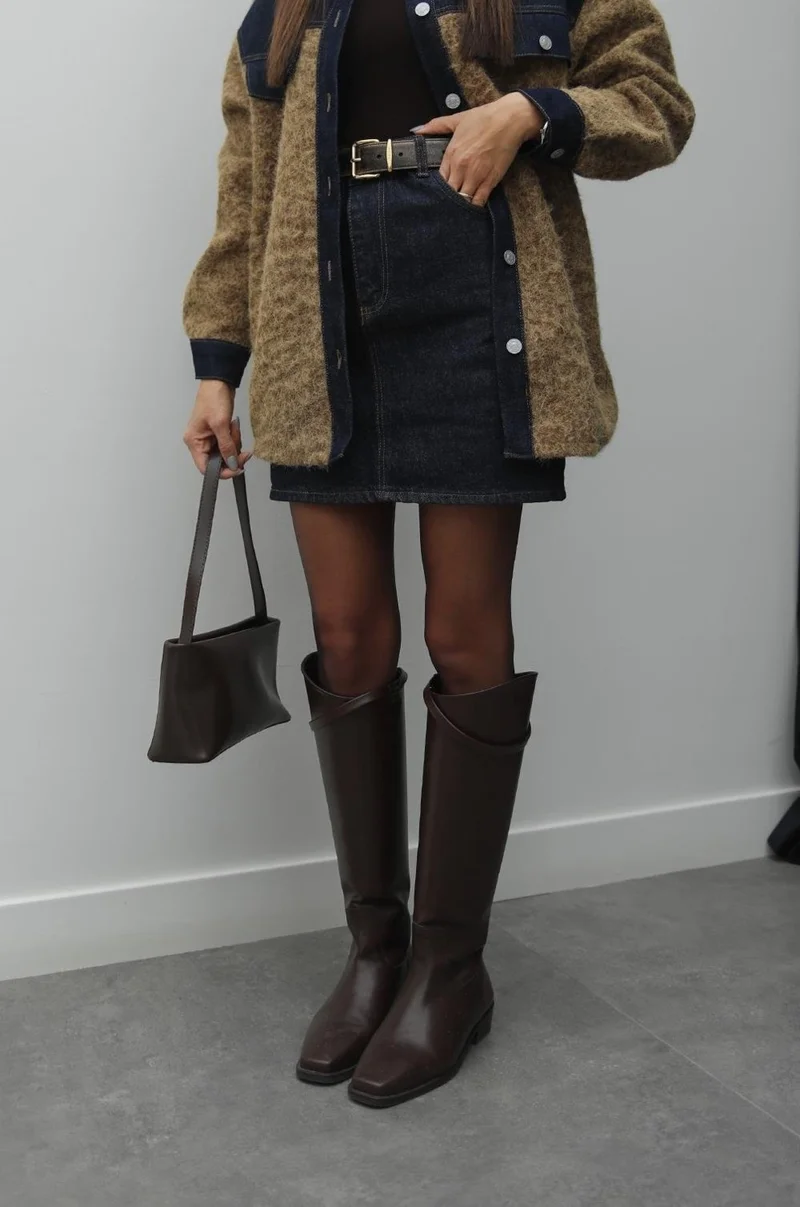 Havoş Blue Short Denim Skirt