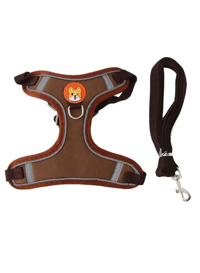 Orange Adjustable Dog Harness and Leash Set for Small Breeds Reflective Durable Outdoor Walking - Image 3