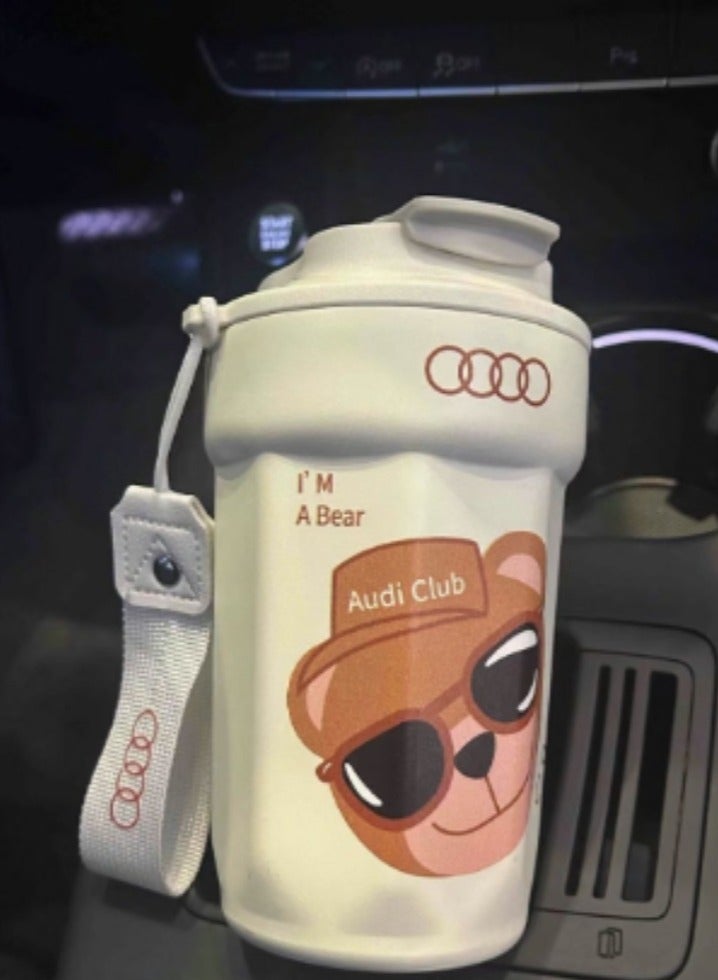 Audi - Themed Insulated Tumbler with Cool Bear Graphic, Branded Wrist Strap, and Matching Gift Box - Image 3