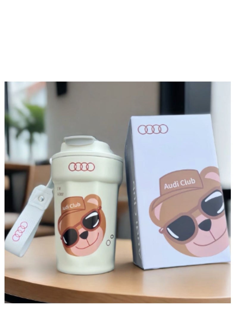 Audi - Themed Insulated Tumbler with Cool Bear Graphic, Branded Wrist Strap, and Matching Gift Box - Image 2