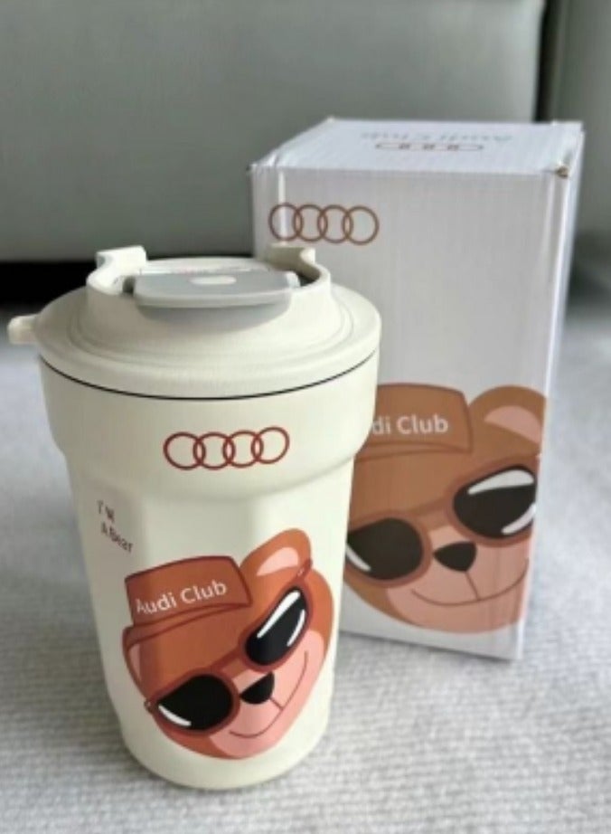 Audi - Themed Insulated Tumbler with Cool Bear Graphic, Branded Wrist Strap, and Matching Gift Box - Image 1