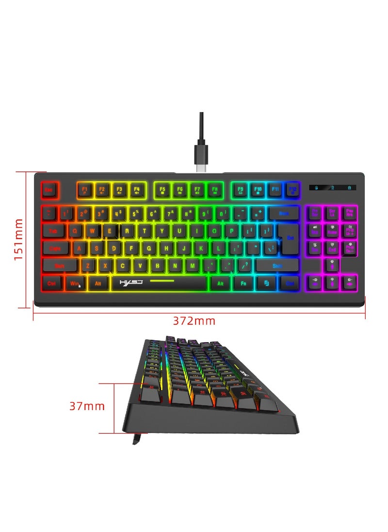 HXSJ - Wireless Mechanical Gaming Keyboard 60% Compact 87 Key Tenkeyless RGB Backlit Computer Keyboard  For Windows PC Gamers - Image 1