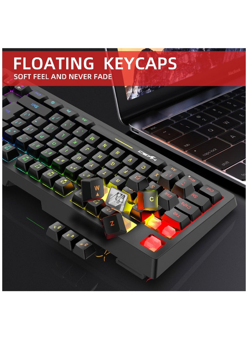 HXSJ - Wireless Mechanical Gaming Keyboard 60% Compact 87 Key Tenkeyless RGB Backlit Computer Keyboard  For Windows PC Gamers - Image 1