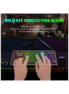 HXSJ Wireless Mechanical Gaming Keyboard 60% Compact 87 Key Tenkeyless RGB Backlit Computer Keyboard  For Windows PC Gamers  - Image 2