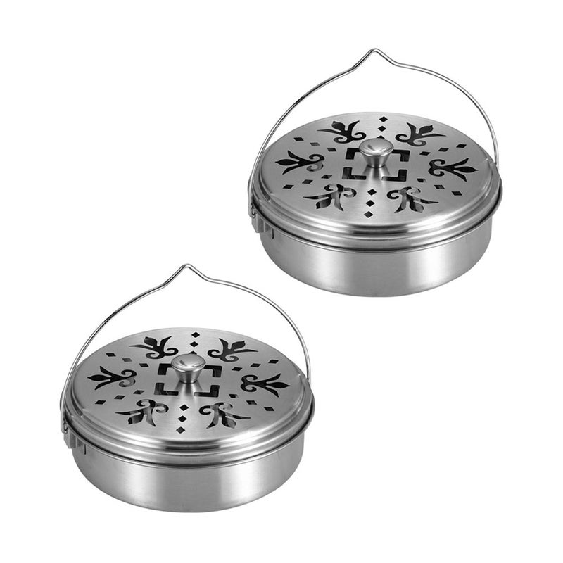 2pcs Handheld Incense Burner Stainless Steel Incense Holder Circle Incense Container - Image 1