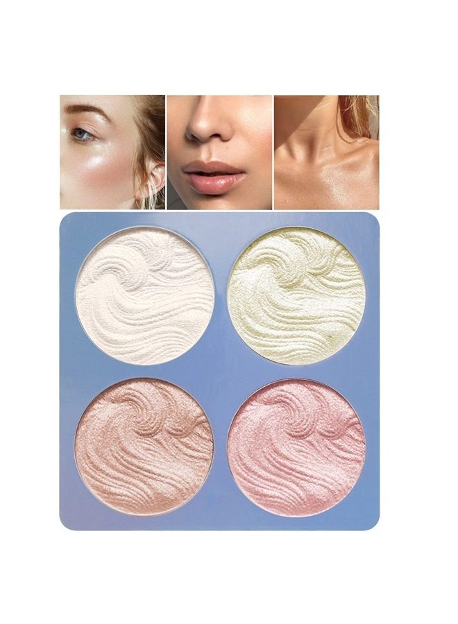 Boobeen Highlighter Makeup Highlighter Palette Powder Shimmer Highlighter Makeup Facial Illuminator Bronzer Palette Waterproof Long Lasting - Image 1