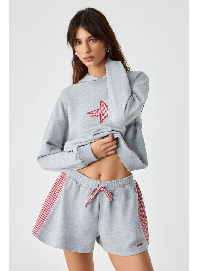 Ethiquet XEARTH Women's Oversized Long Sleeve Hooded Gray Sweatshirt.
