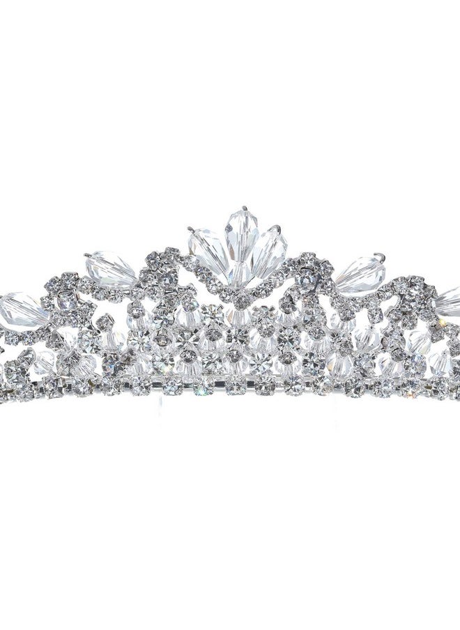 SAMKY Bridal Headpieces Rhinestone Crystal Wedding Tiara For Women Royal Bride Accessories  - Image 2