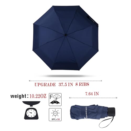 SY COMPACT Travel Umbrella - Lightweight Portable Compact Mini Compact Umbrellas, Travel Essentials (Blue) - Image 2