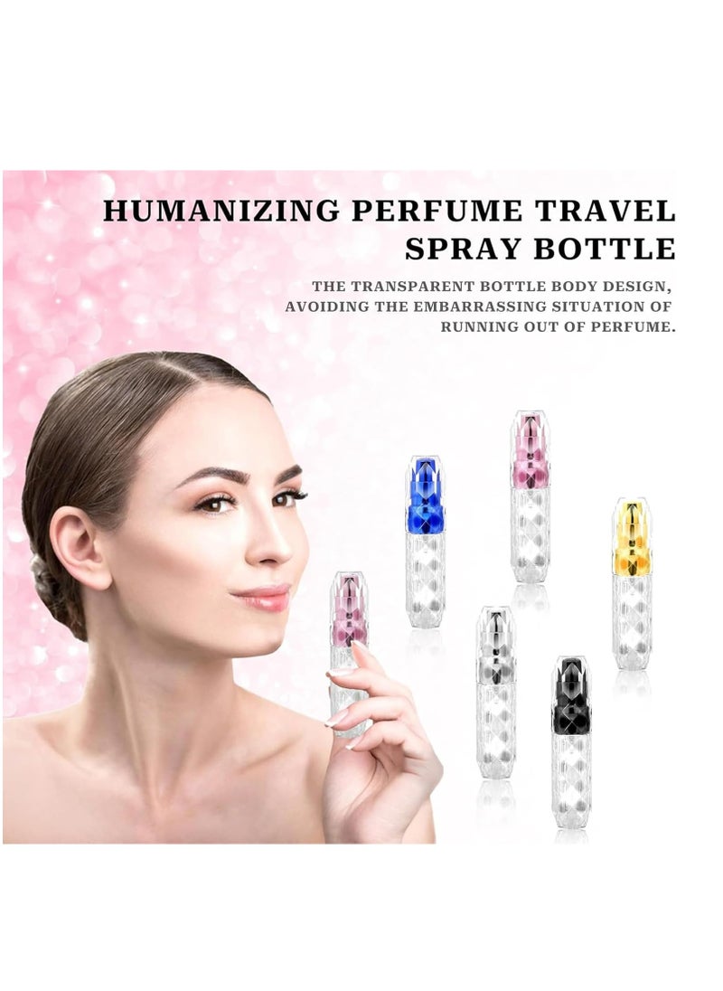 Oasisgalore - 4 pcs 5ml Diamond Design Refillable Perfume Atomizers, Portable Travel Spray Bottles - Image 1