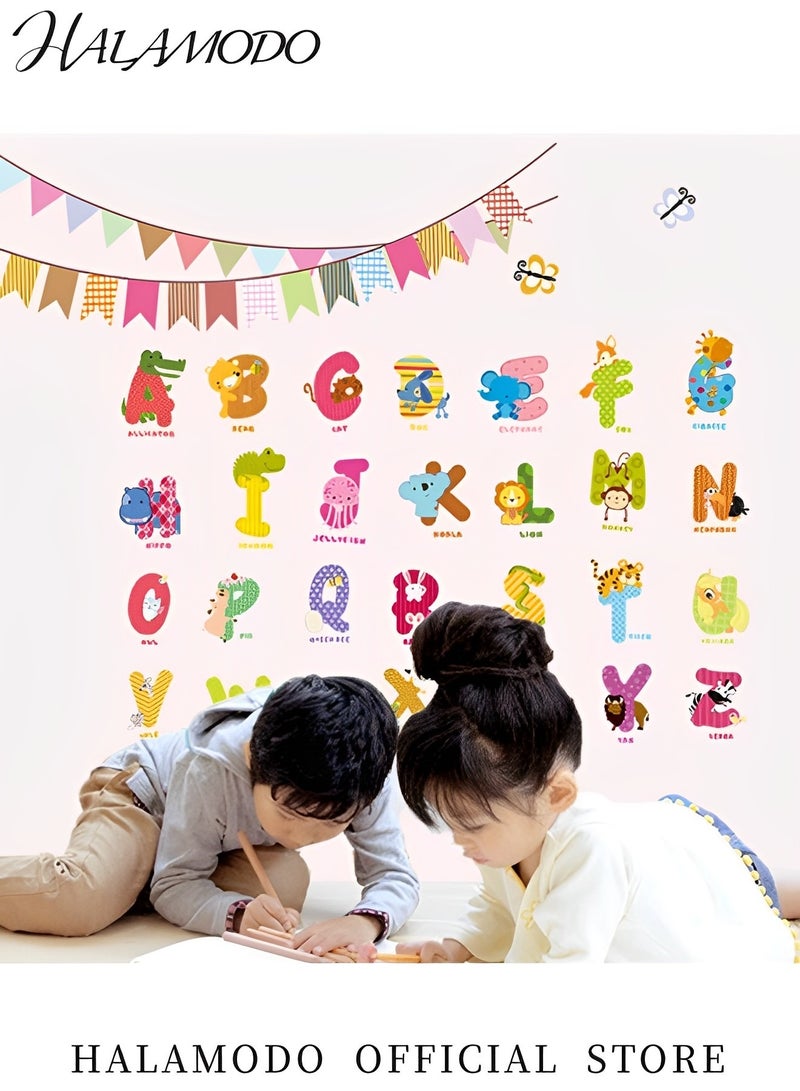 HALAMODO Animal Alphabet Wall Decals Colour Decals Stickers ABC Educational Wall Stickers Removable Stick Letters Wall Decals for Bedroom Wall Décor for Girls Boys Baby Room & Nursery - Image 3
